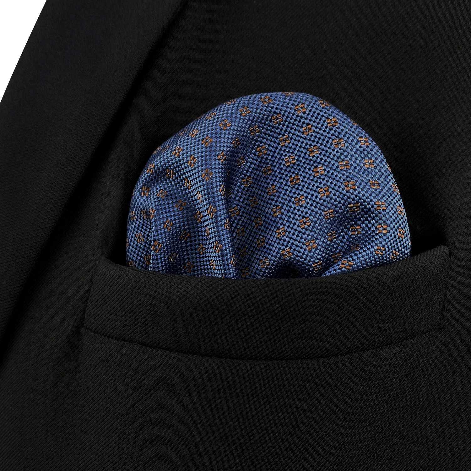 Blue Paisley Solid Dot Mens Pocket Square Wedding Silk Steering Party Hanji Classic Fashion W240921