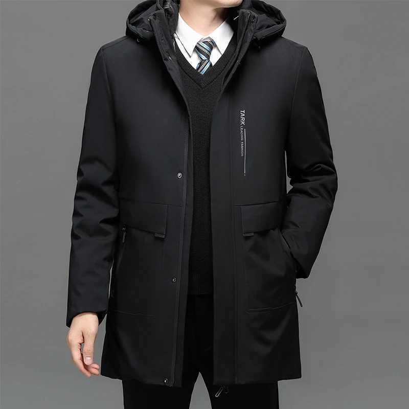 Mens hooded casual jacket long Parkas 2023 mens new autumn winter warm and waterproof Parkas jacket 2-piece winter Parkas W240920