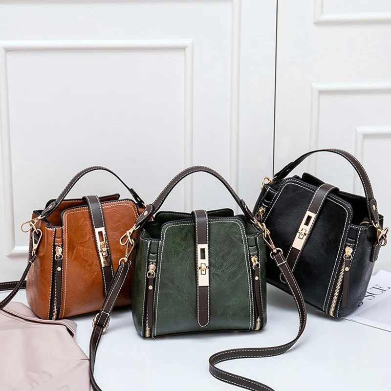 New Arrival Designer PU Leather Bucket Shoulder Bags TLXT for Women Solid Color Crossbody Small Handbag Phone Purse Messenger Bag