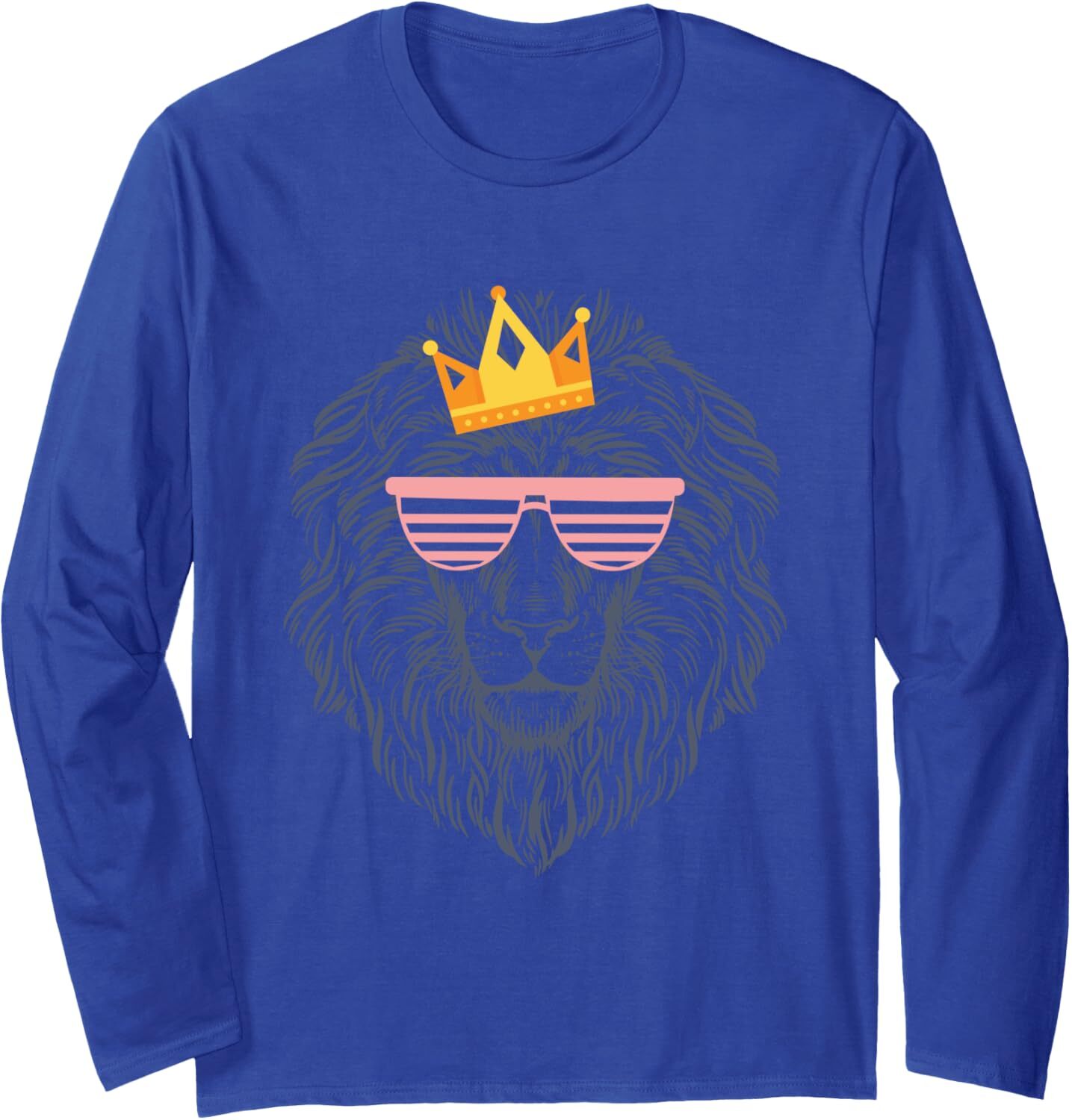 Long Sleeve Shirts for Men sweatshirt Lion Wearing Pixel Glasses Hipster Style Long Sleeve Tee Streetwear Casual tops clothes