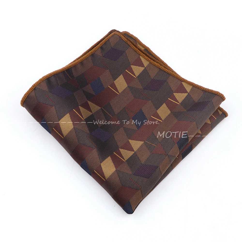 Polyester Paisley Handkerchief Brown Pocket Square Hanky For Men Wedding Party Daily Wear Shirt Suit Decoration Accessories GiftX240921