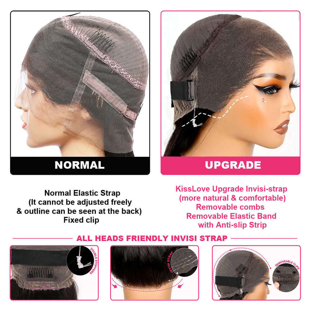 Deep Wave Invisi Strap Snug Fit 360 Transparent Frontal Bleached Knots Pre Cut Lace Wig Glueless Human Hair Ready To Go