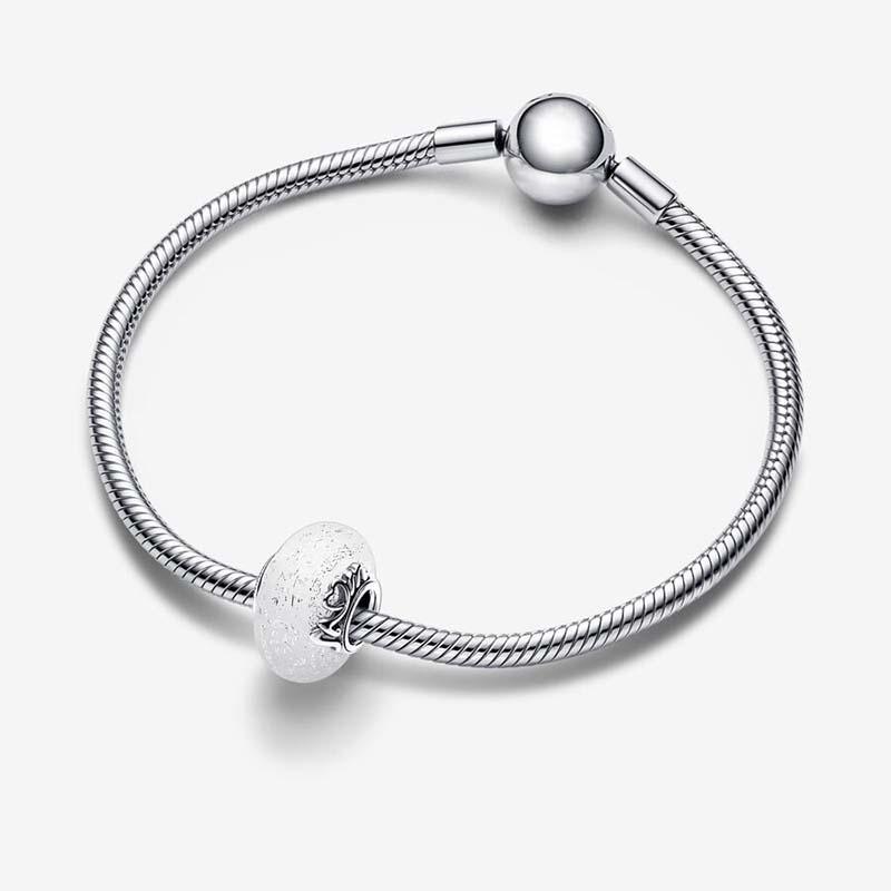 Glittery White Murano Glass Mom & Love Charm 925 Sterling Silver Logo Charms Set Bracelet Bangle Making Components Jewelry Beads Charm With Luxurious 
