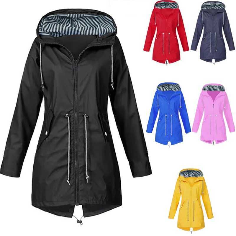 Hooded British Windbreaker Autumn Winter Zipper Women Assault Jacket Outdoor Mountaineering Coat Long Sleeve CasualX240921