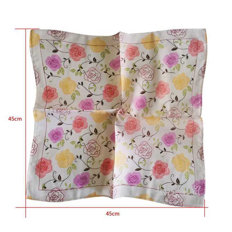 3pcs 45x45cm 100% pure cotton retro peony flower print womens handle headscarf soft sweat wipe square scarf wedding party gift W240921