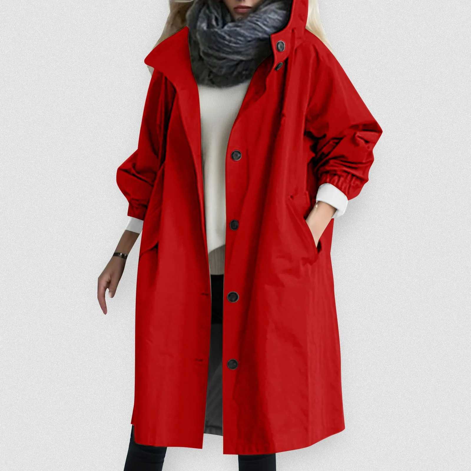 Loose Comfortable Hooded Temperament Ladies Outwear Womens Elegant Windbreaker Winter Trendy Womens Long Trench CoatX240921
