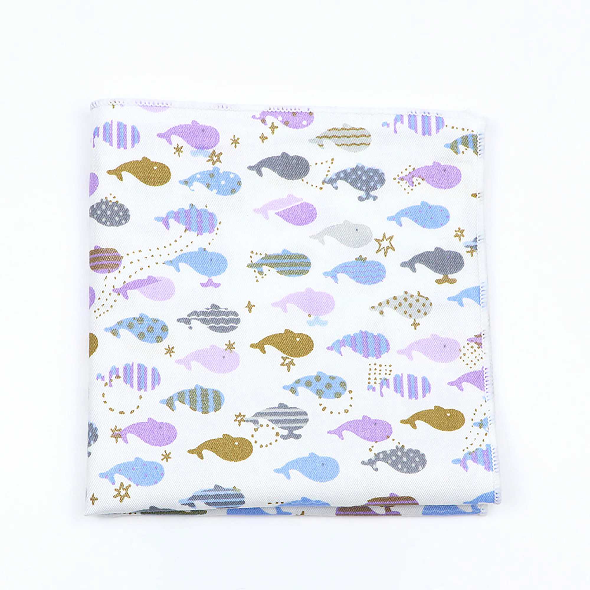 24cm Width Family Kids Handkerchief 100% Cotton Print Cartoon Dog Duck Flower Scarves Hankies Casual Pockets SquareX240921