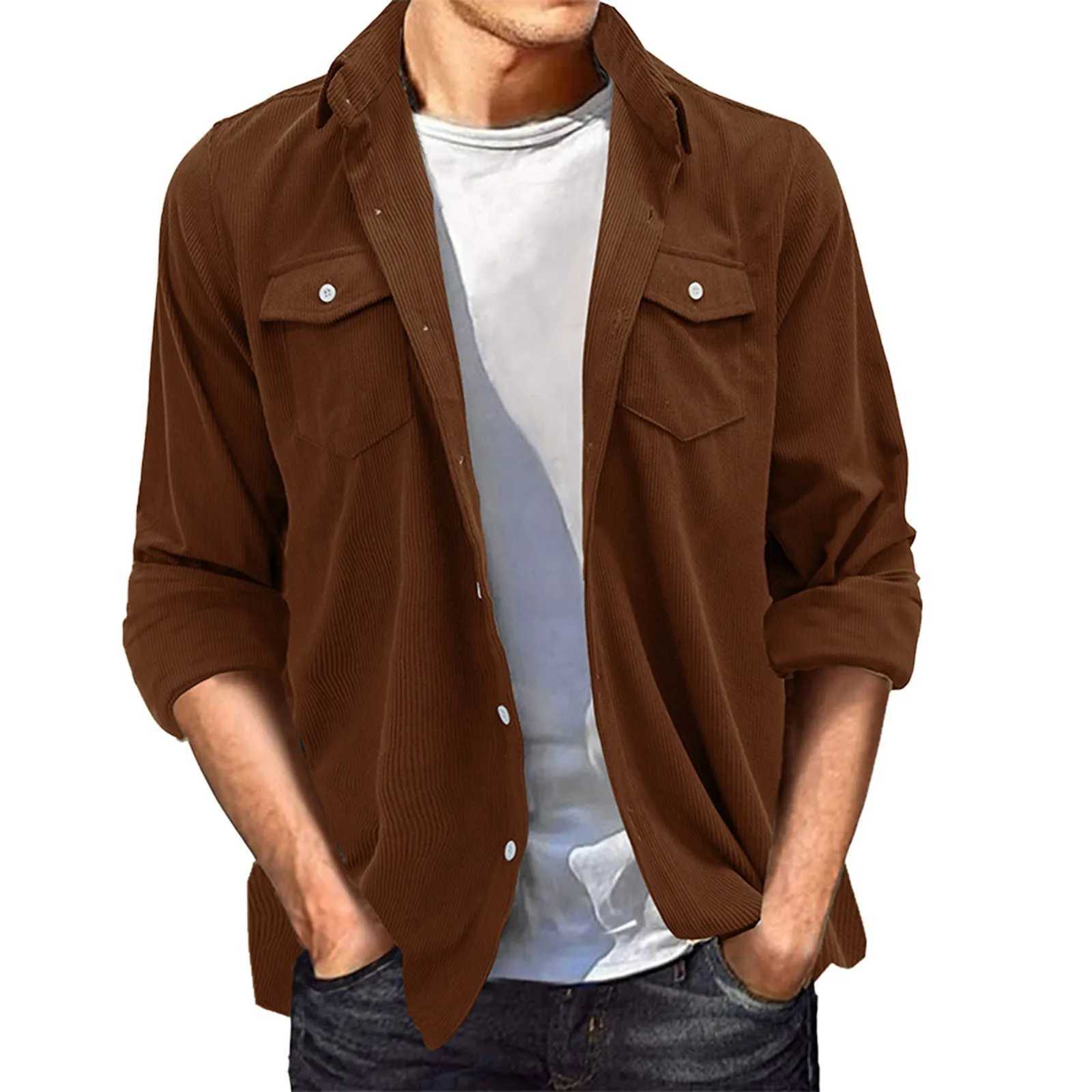 Mens Fashion Simple Solid Pocket Cardigan Button Sweater Jacket Casual Fitted Dress Shirt Bulk Large Short M240921