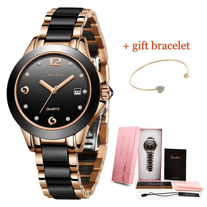 LIGE Woman Watch Fashion Ladies Ceramic Bracelet Wrist Watch Women Dress Watches Waterproof Date Clock Gift Montre Femmes 240909
