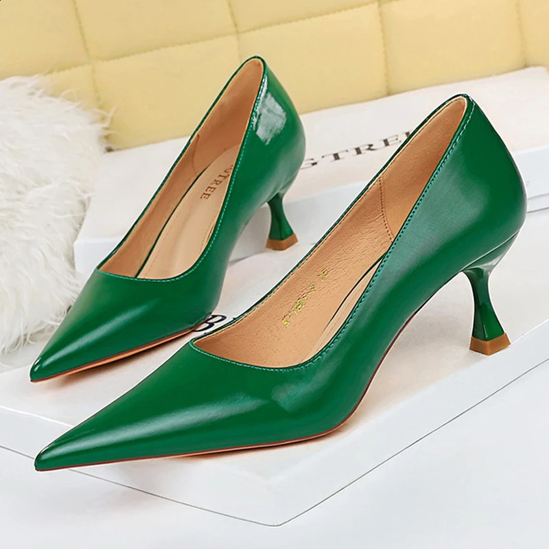 BIGTREE Shoes Fashion Kitten High-heeled Shoes Women Pumps Pu Leather Shoes High Heels Occupation OL Office Shoes Plus Size 43 240921