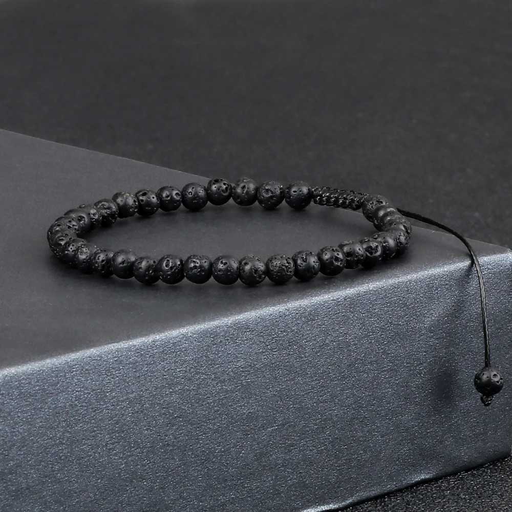4 6 8mm Men Bracelet Natural Stone Lava Rock Beads Bracelets Handmade Braided Bangles Essential Oil Diffuser Women Jewelry GiftsX240921