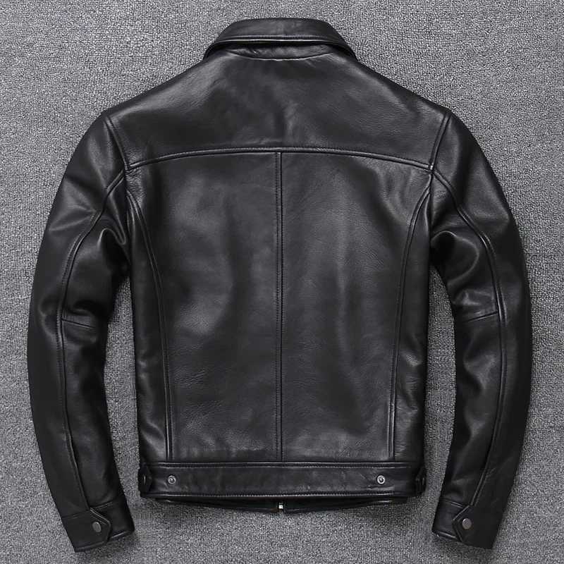 100% natural leather jacket mens winter and spring street clothing sheepskin coat mens motorcycle leather jacket W240918