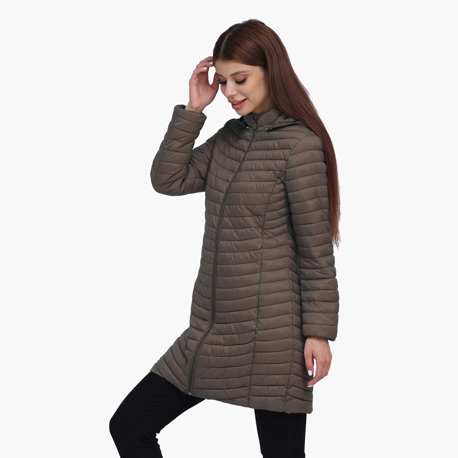 SANTELON Women Winter Long puffer Coat Detachable Hood Lightweight Coat Invisible Zipper Casual Coat Portable Outwear With Bag 240913