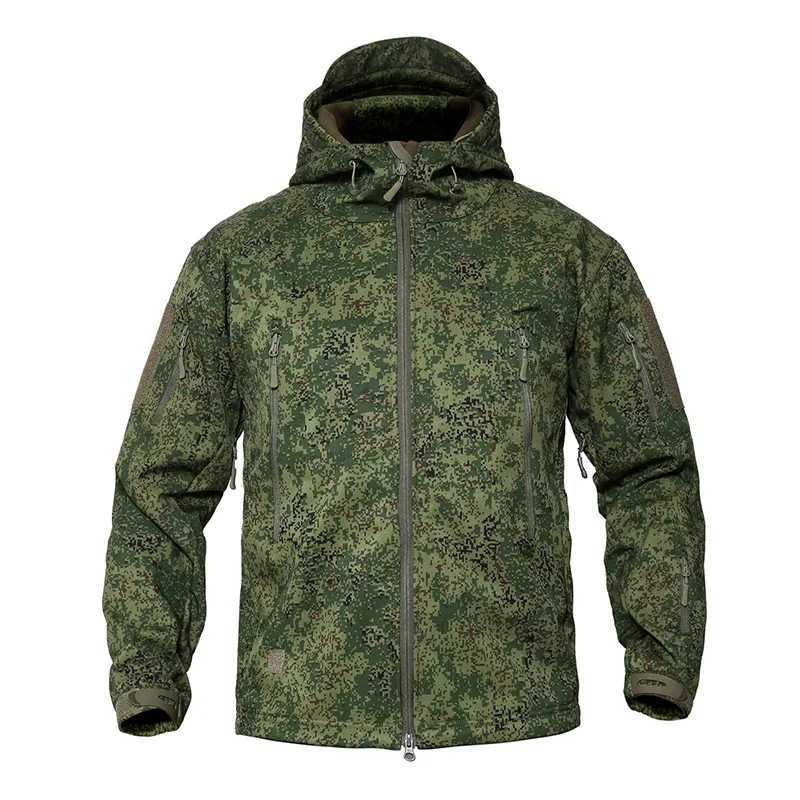 MEGE mens military camouflage wool tactical jacket mens waterproof soft shell windproof winter military hooded jacket hunting suit W240920