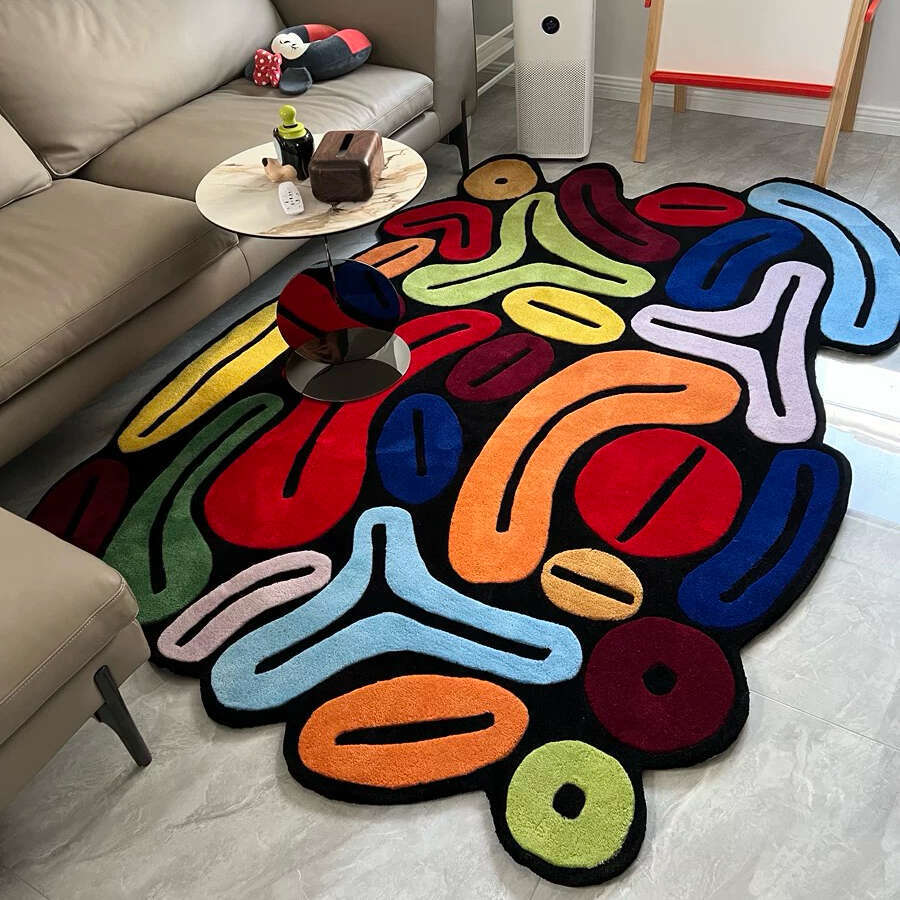 2024 Irregular senior designer rug living room new creative art color bedroom bed blanket earth mat
