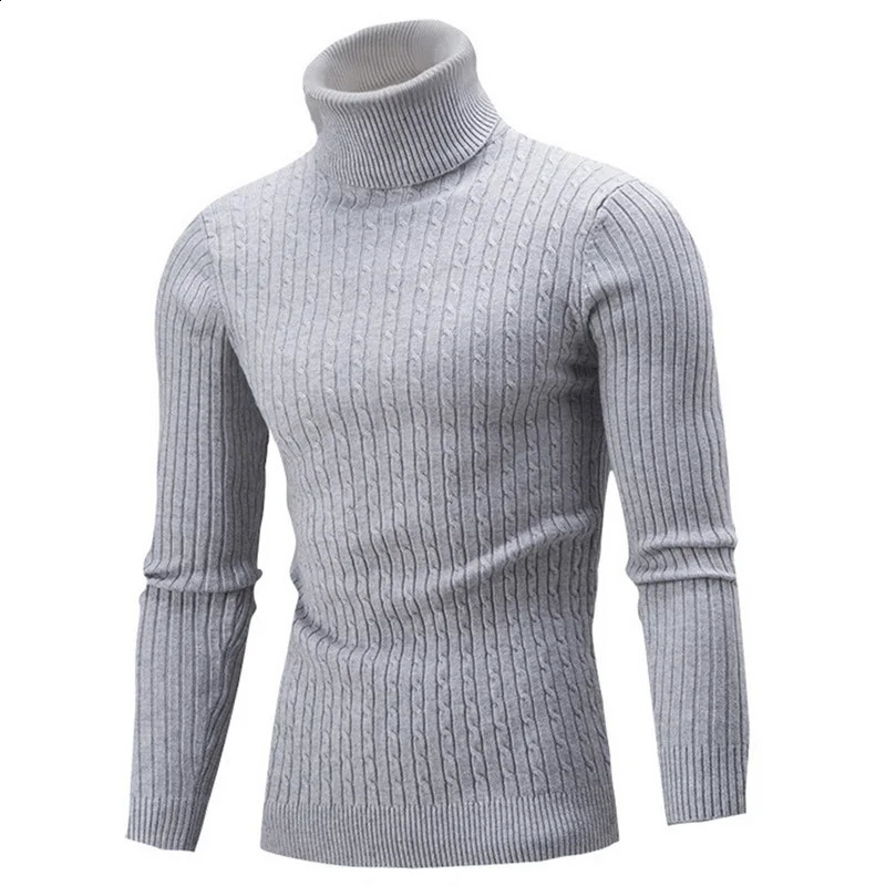 Autumn and Winter Mens Warm Sweater Long Sleeve Turtle Neck Sweater Retro Knitted Sweater Pullover Sweater 240921
