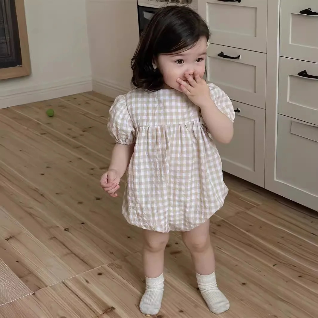 Summer Girl Thin Puff Sleeves Onesie born Girls Loose Cotton Casual Bodysuit Infant Romper Kids Clothes 240902