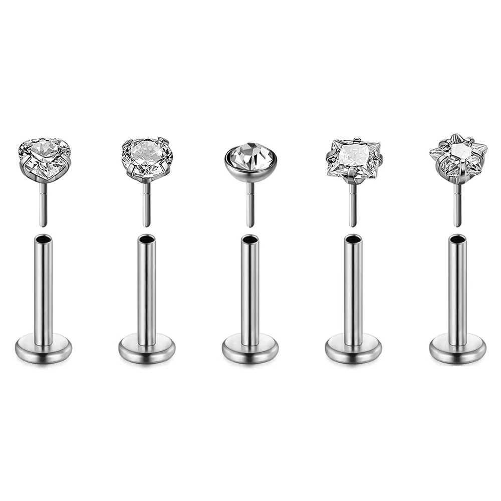 1pcs CZ Surgical Stainless Steel Labret Monroe Lip Ring Tragus Nail Helix Earring Stud Piercing Jewelry gift 16G Y240921