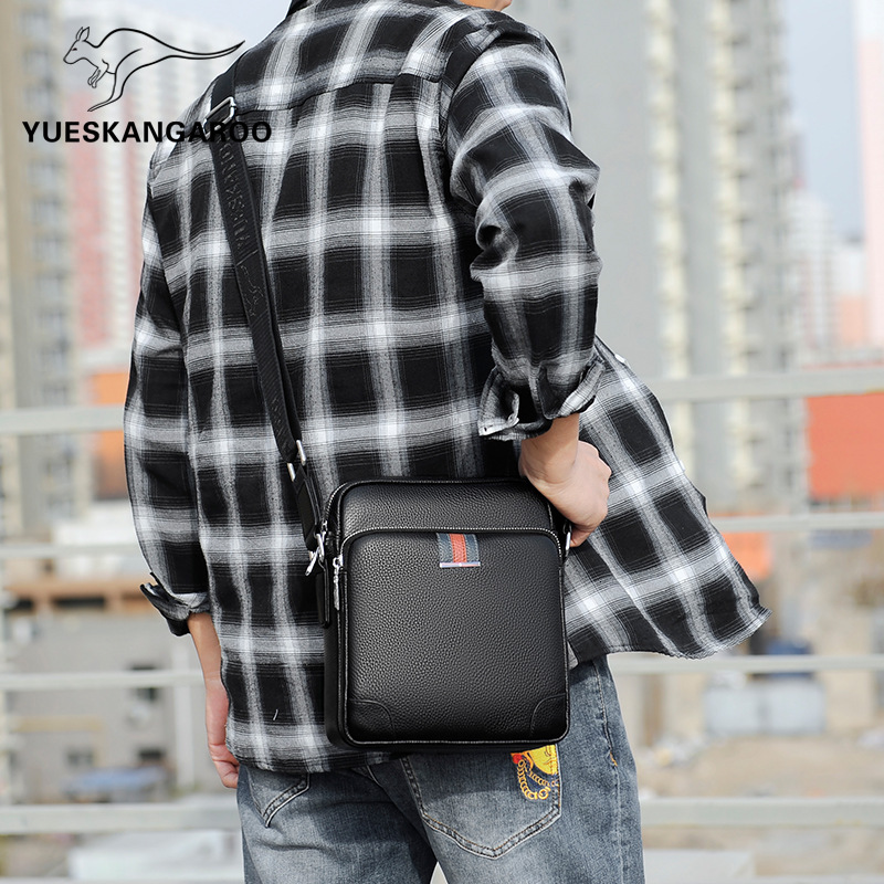 Famous Brand Small Men's Genuine Leather Men Shoulder Messenger Fashion Business Man Crossbody Bag Cowhide Briefcase