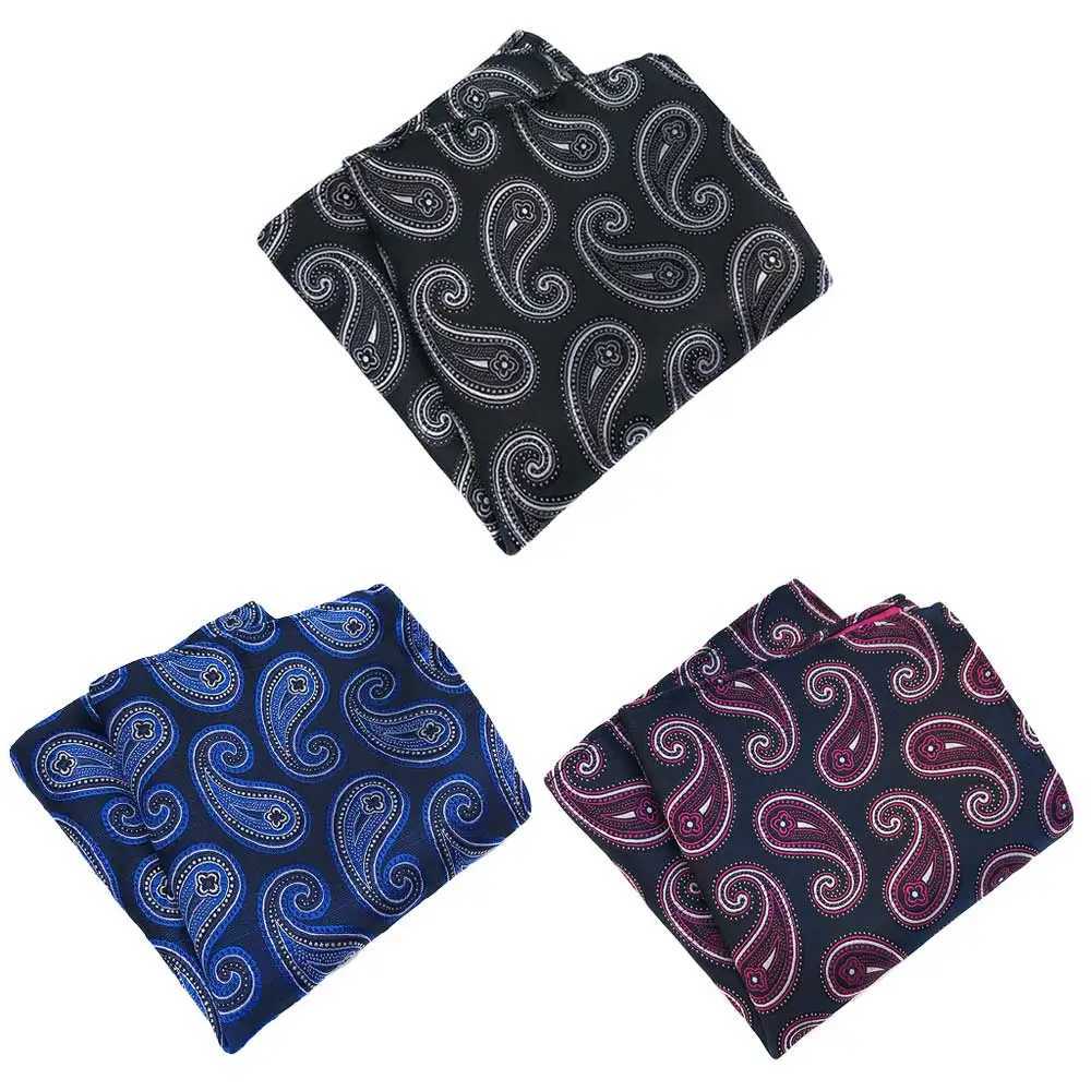 3 Packs Mens Paisley Floral Pocket Square Handkerchief Wedding Stripe Hanky BWTHZ0360X240921