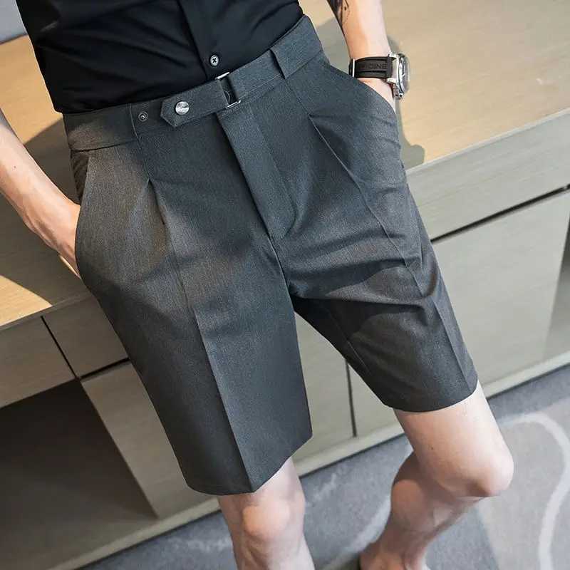 Comfortable Elastic Waist Cargo Shorts Straight Simplicity Handsome Button Pockets Solid Zipper Fashion Casual Mens ClothingX240921