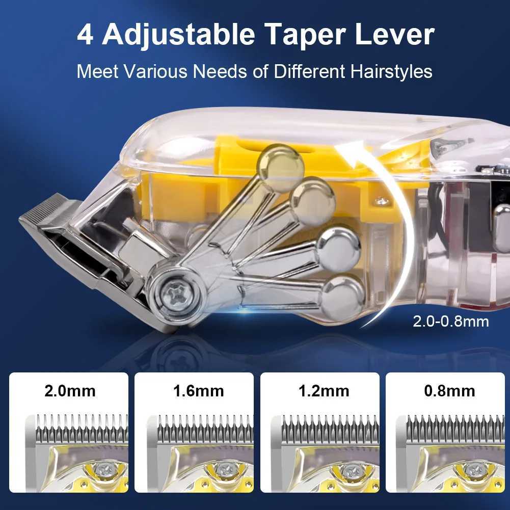 Hair Trimmer Led Dispilay Electric Hair Clippers Transparent Wireless for Men Barber Hair Cutting Machine Cordless Beard Trimmer M240921