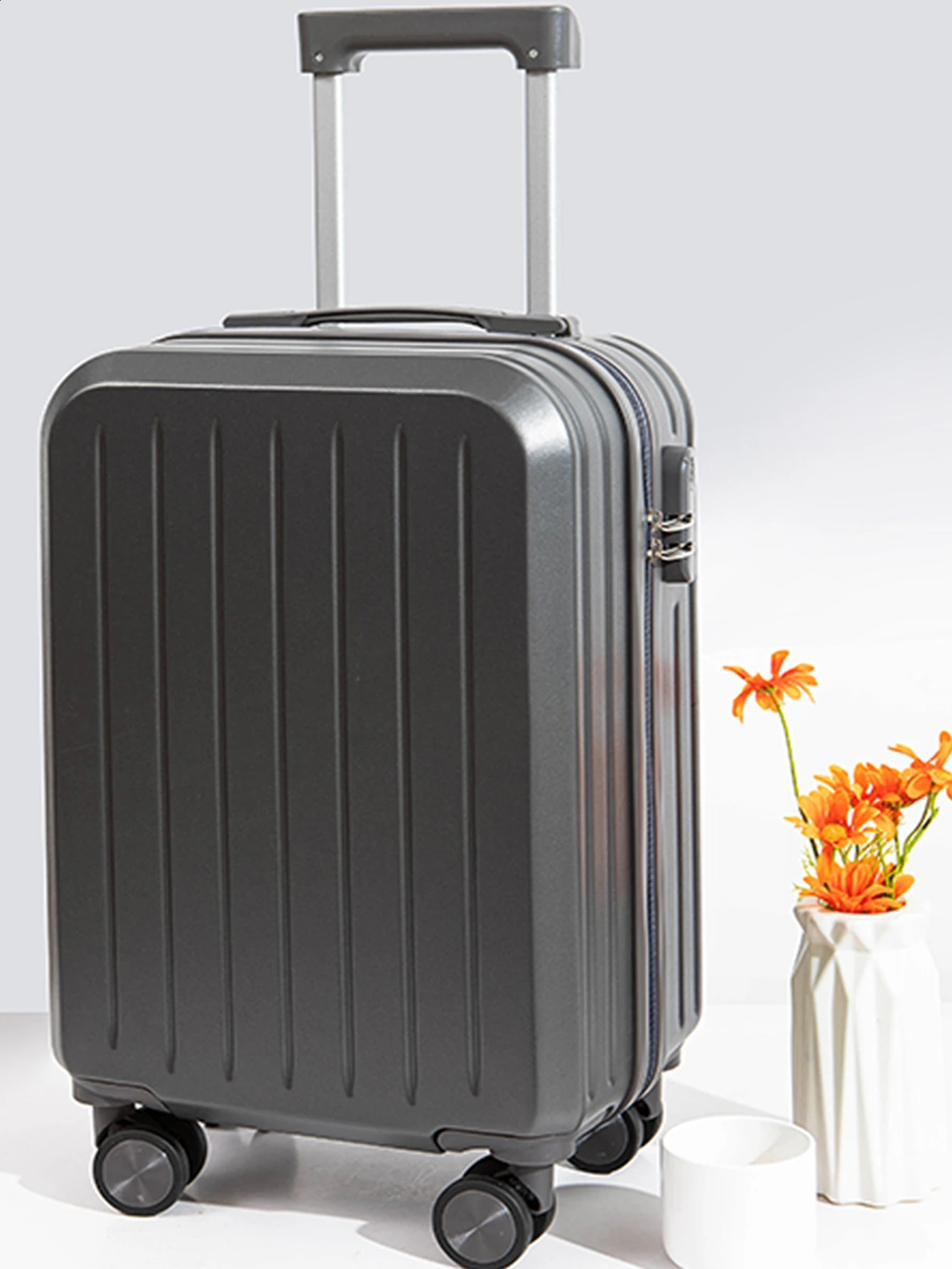 Small fresh lightweight multifunctional solid color student suitcase silent universal luggage and bags 240918