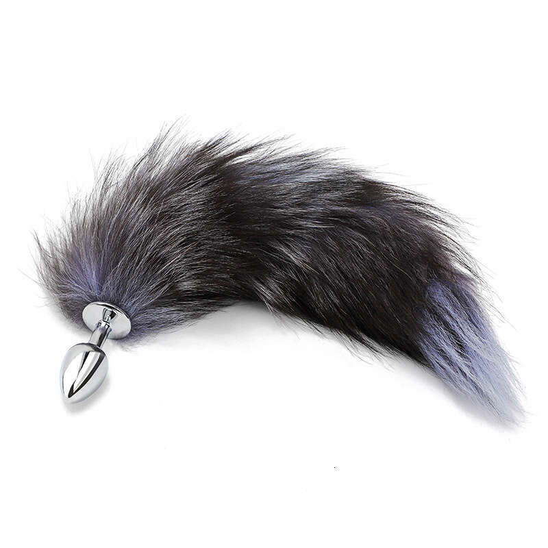 Adult sex toys for women, SM fox tail anal plug, metal real hair fox tail anal plug