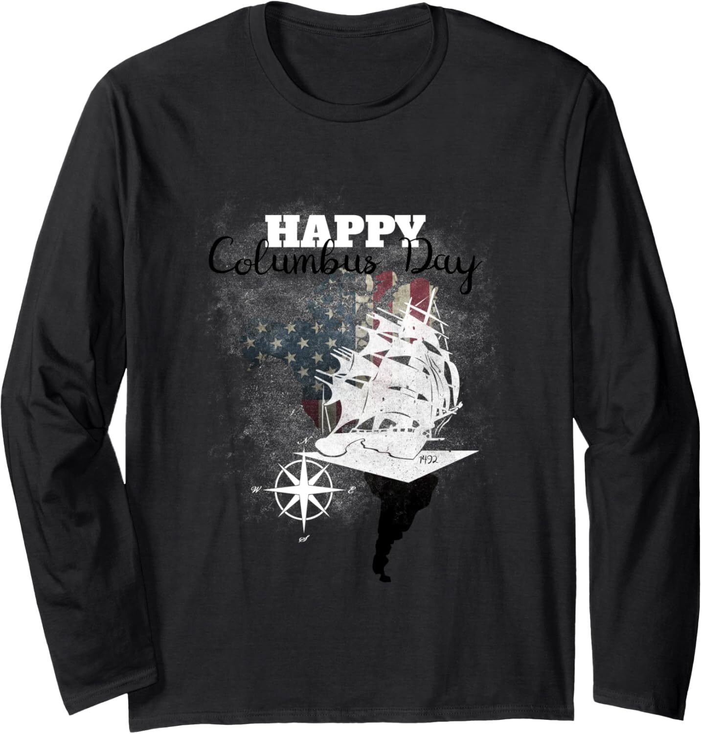 Long Sleeve Shirts for Men sweatshirt Happy Columbus Day American Flag Cute Holiday Gift Long Sleeve Tee Streetwear Casual tops clothes