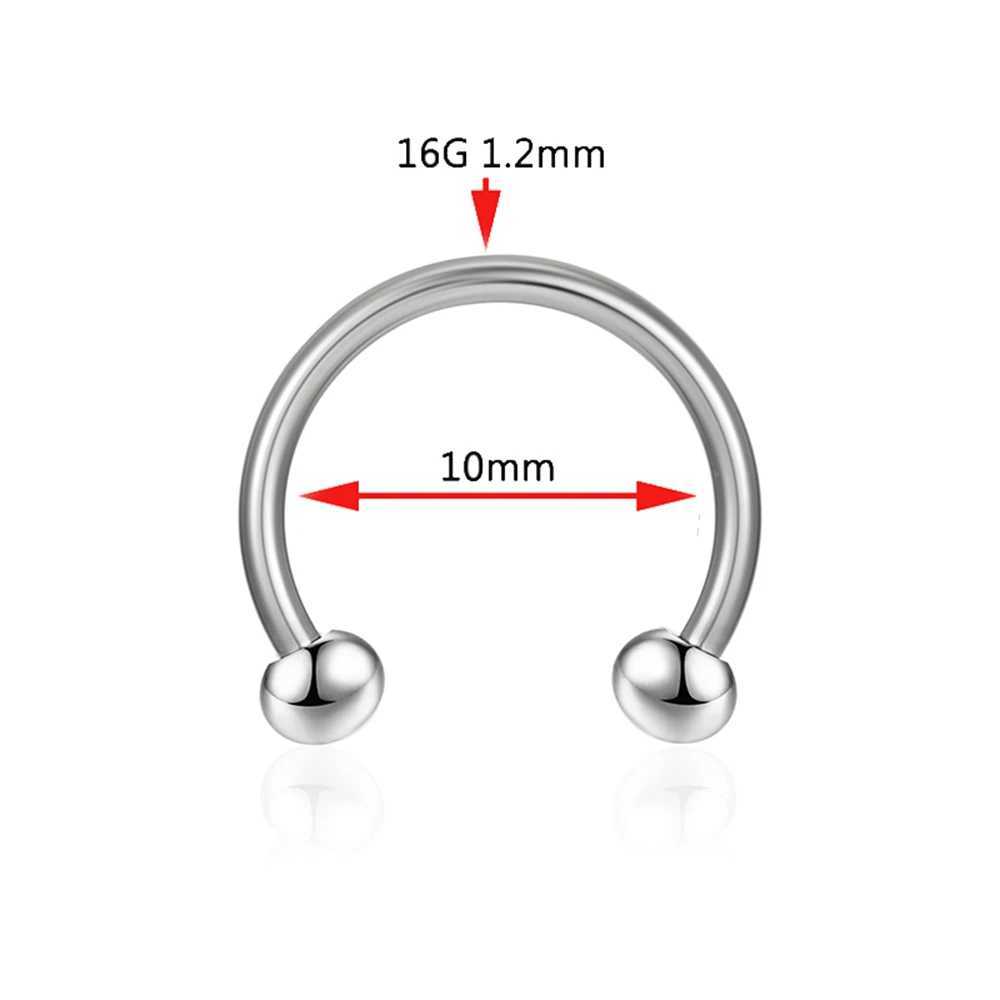 1PC G23 Titanium Nose Rings D Shape Nose Hoop Stud Ear Cartilage Piercing Nose Nostril Piercing Nariz Body Jewelry Piercings Y240921