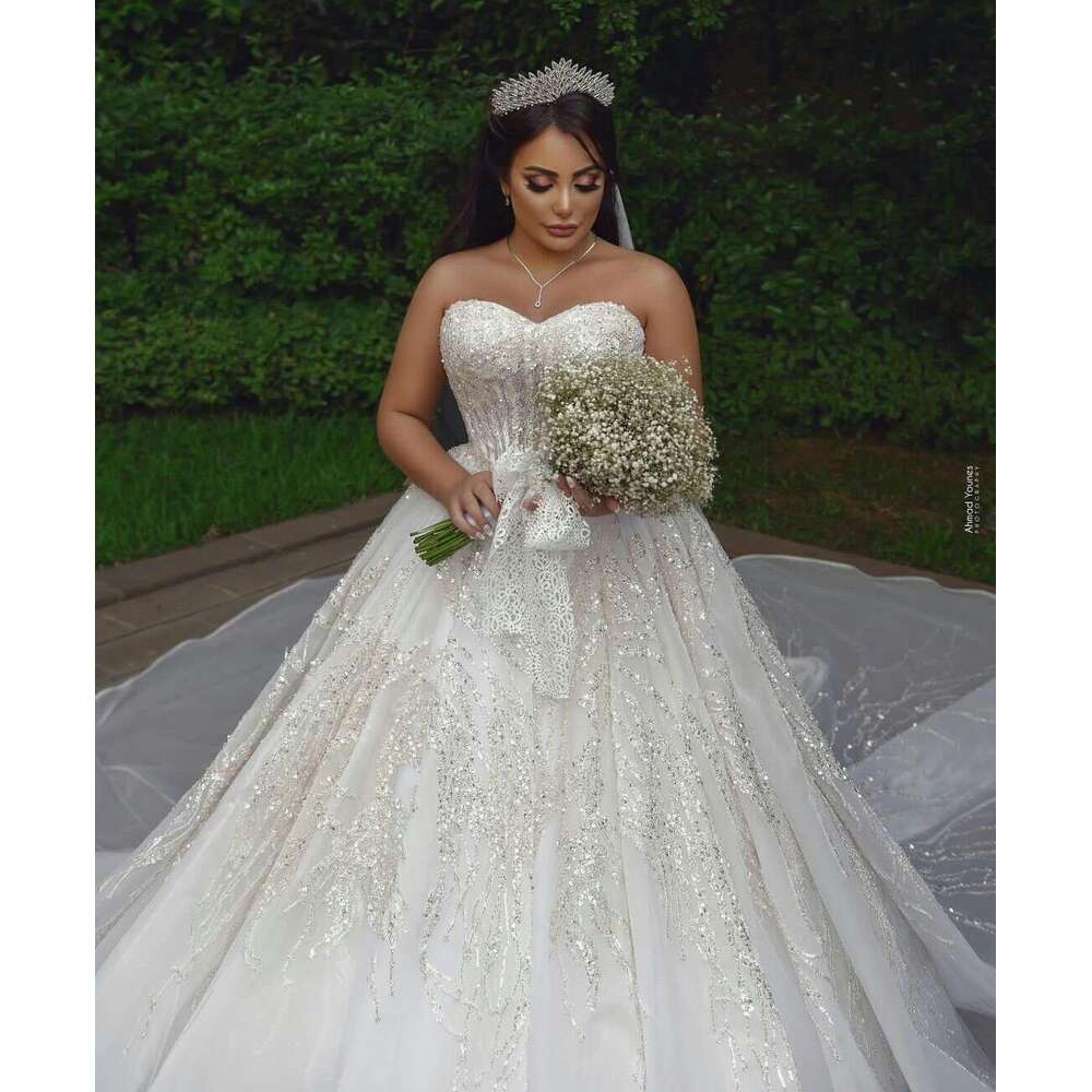 A E Sweetheart Wedding Dress White Crystal Bridal Gowns Custom Made Beading Vestido De Novia