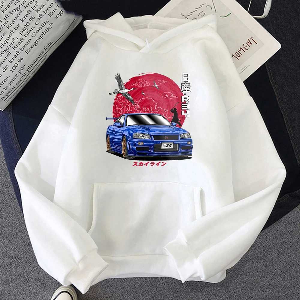 Japanese cartoon car printing design Pullover hoodie Harajuku mens graphic hoodie popular sportswear fashion Roupas Masculinas W240921