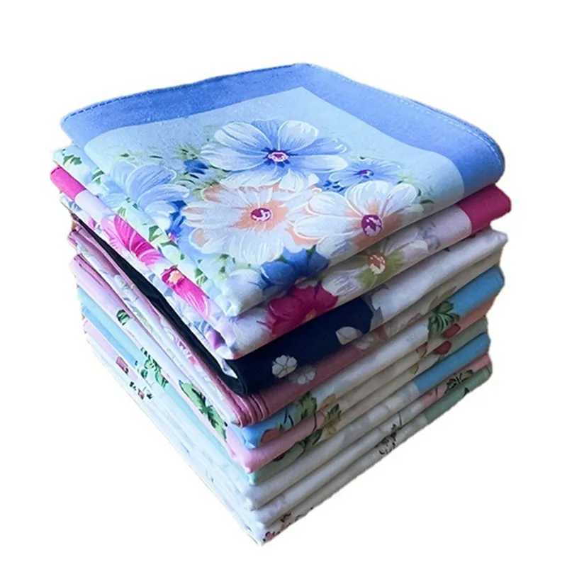 3Pcs 43x43cm Square Printed Womens Handle Retro Cotton Towel Mothers Day Gift W240921