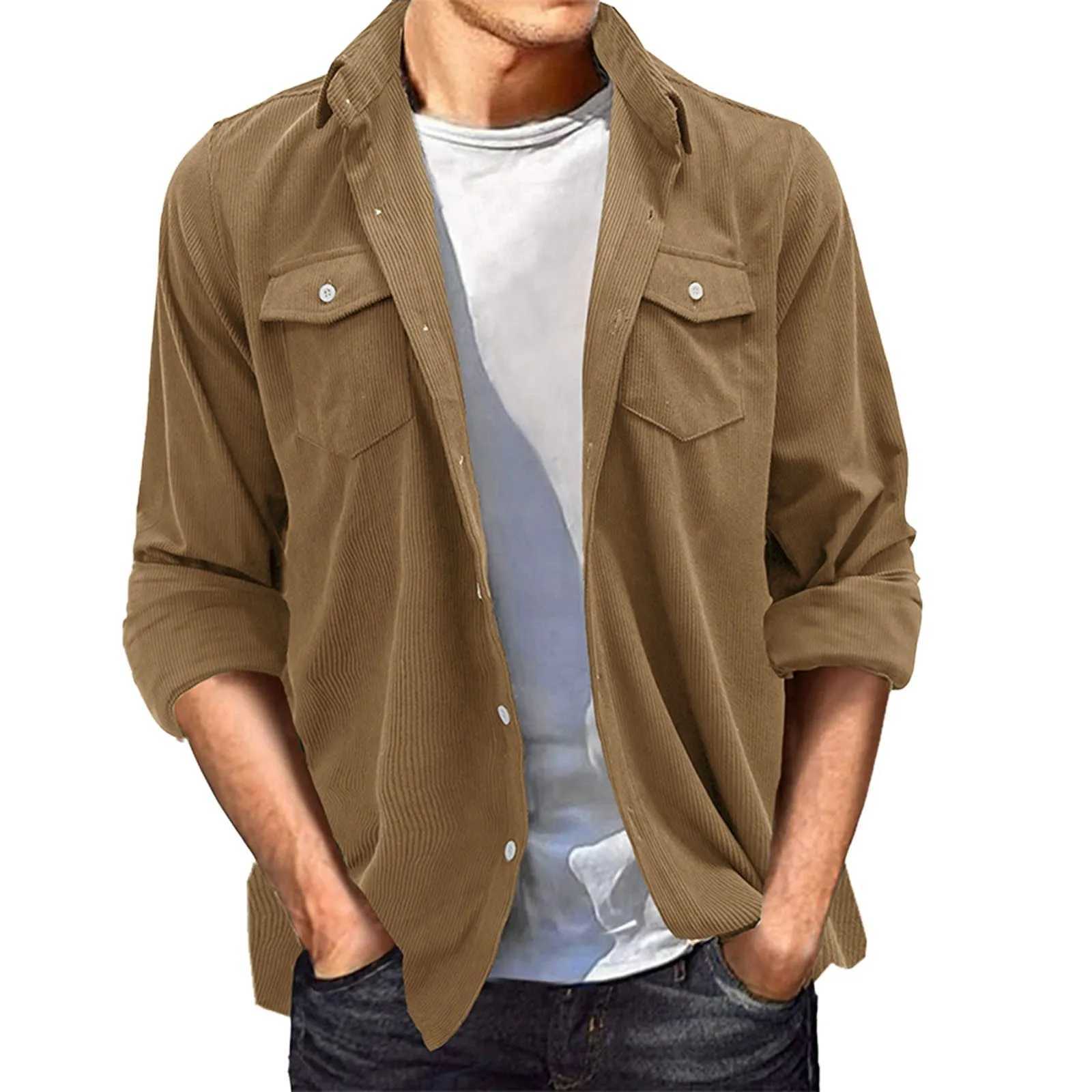 Mens Fashion Simple Solid Pocket Cardigan Button Sweater Jacket Casual Fitted Dress Shirt Bulk Large Short M240921