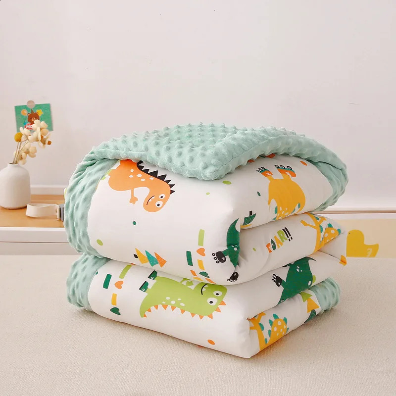 Double sided warm velvet childrens blanket plain weave thick childrens stroller bedding super soft childrens accessories 240920