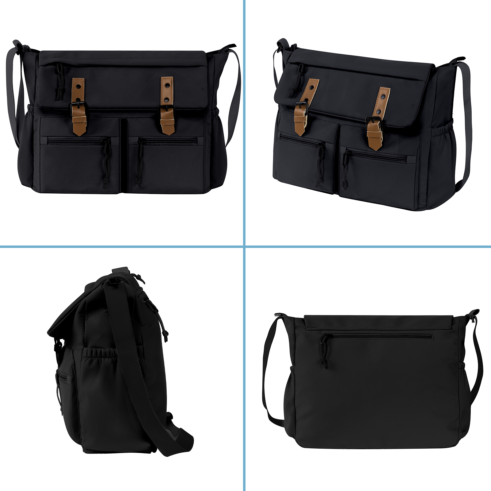 Fashion Men Messenger Bag High Capacity Multi-Pockets Casual Shoulder Crossbody Bags For Student Work Business Unisex