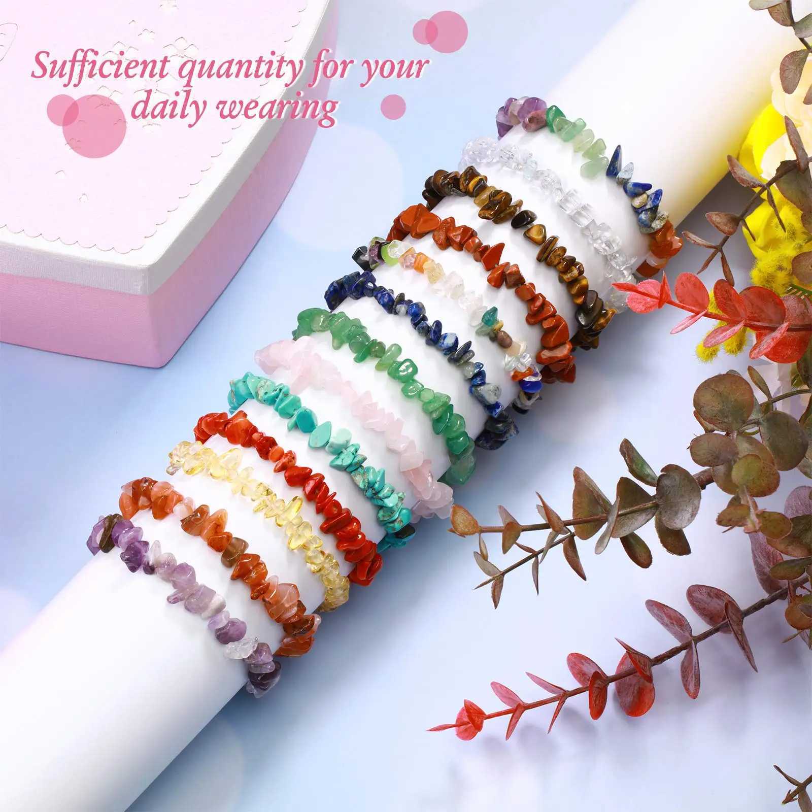 Natural Gemstone Bracelets Chakra Crystal Irregular Chips Beads Stretch Bracelets for Women Align Chakras Promote CommunicationX240921