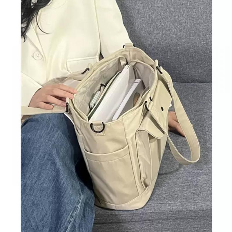 2024Women's Nylon Messenger Tote Zipper Shopping Bag, Travel Handbag, Adjustable Shoulder Strap, Student Bag