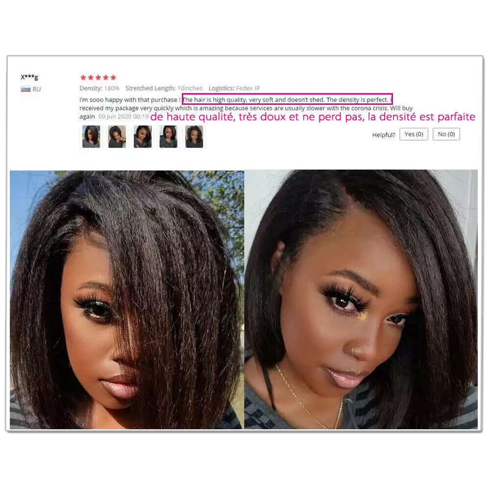 Transparent Kinky Straight Front Pre Plucked Yaki 13X4 Short Human Hair For Woman 4X4 Lace Closure Bob Wigs