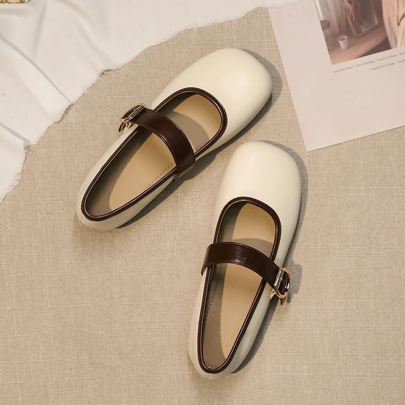 Women Casual Shoes Flat Bottom Soft Sole Breathable Comfort France Gentle Style Simple Design Triple Beige Brown fashion