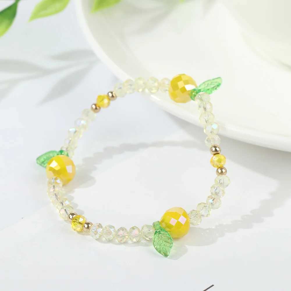 Fruit Crystal Beaded Bracelet Colorful Glass Crystal Stone Elastic Rope Bracelets Lovely Sweet Women Girl Bangles JewelryX240921