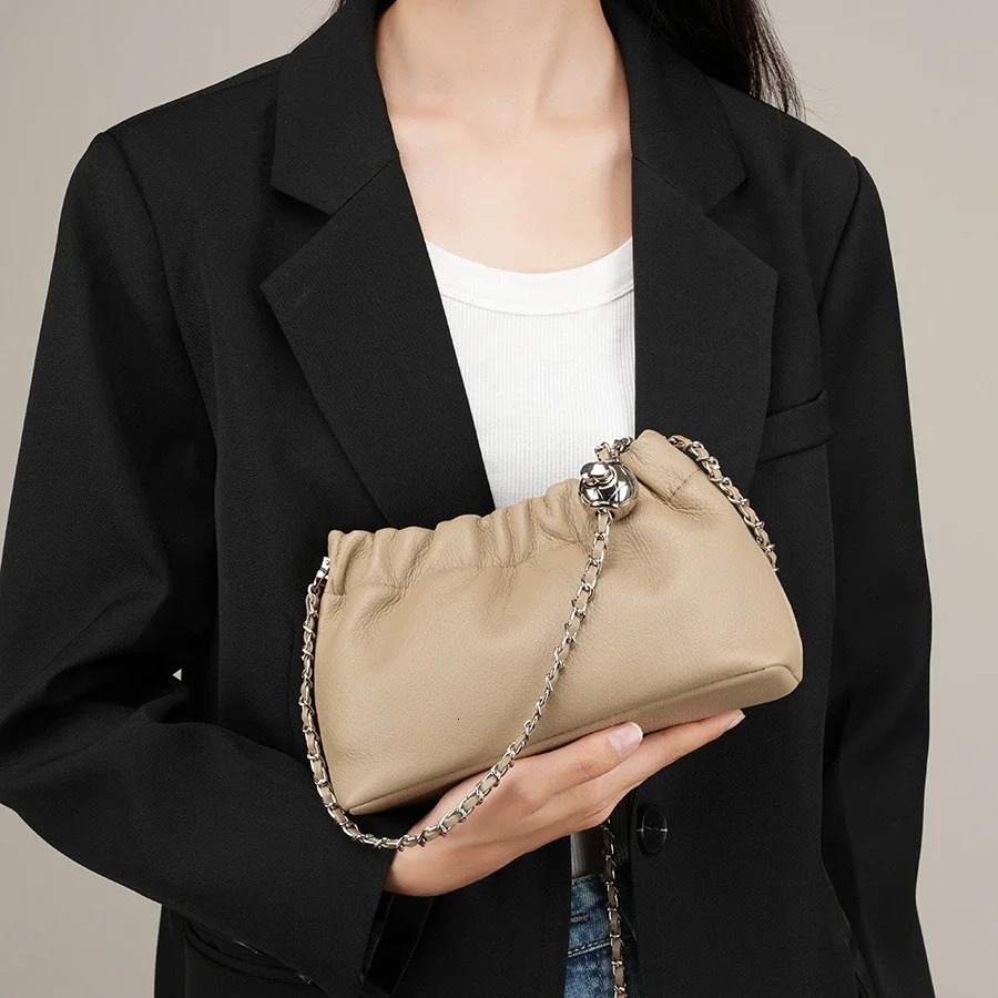 Women Shoulder Crossbody Small Cowhide Leather Bags Mini Handbags For Female Chain Messenger Flap Purse Phone Clutch