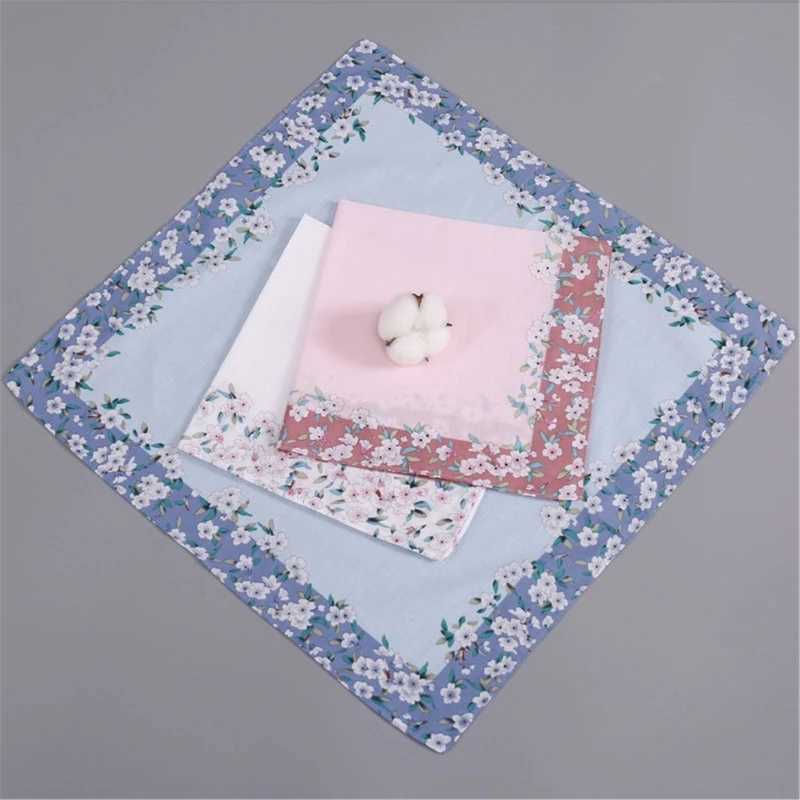 Cotton Handkerchief Gentle on Skin Strong Absorption Pocket Cotton Towel Elegant Flower Pinted Hankies For LadiesX240921