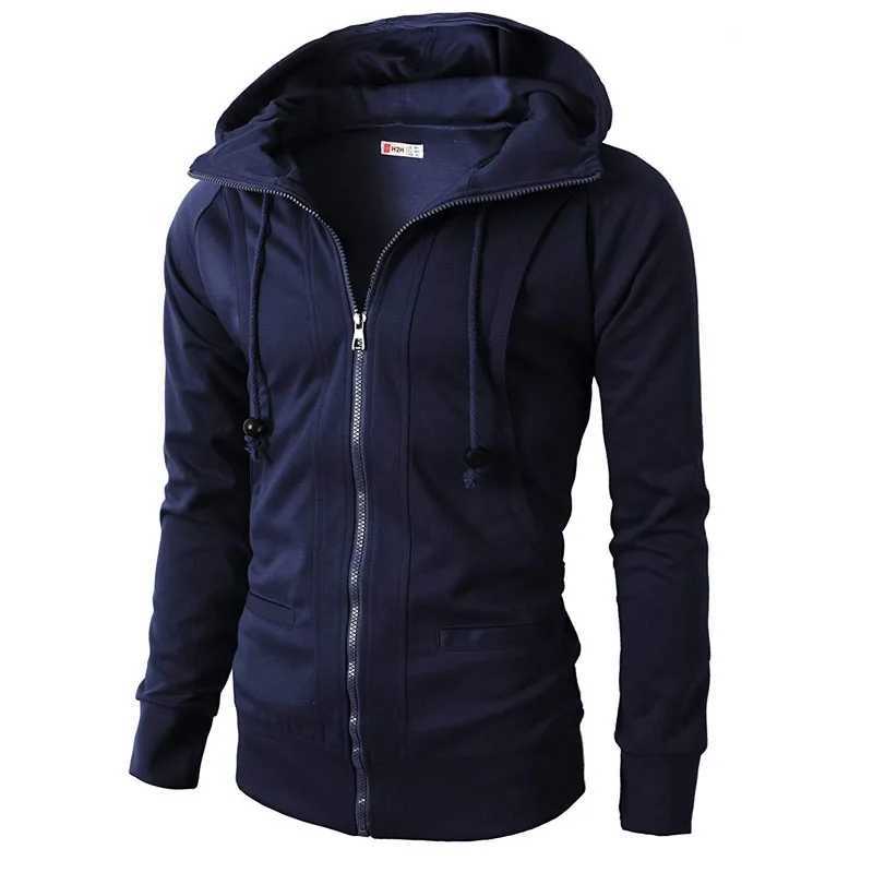 Mens sportswear casual mens solid color spring coat 2023 mens hooded sweatshirt sports jacket zipper fitness hooded MY042 W240920