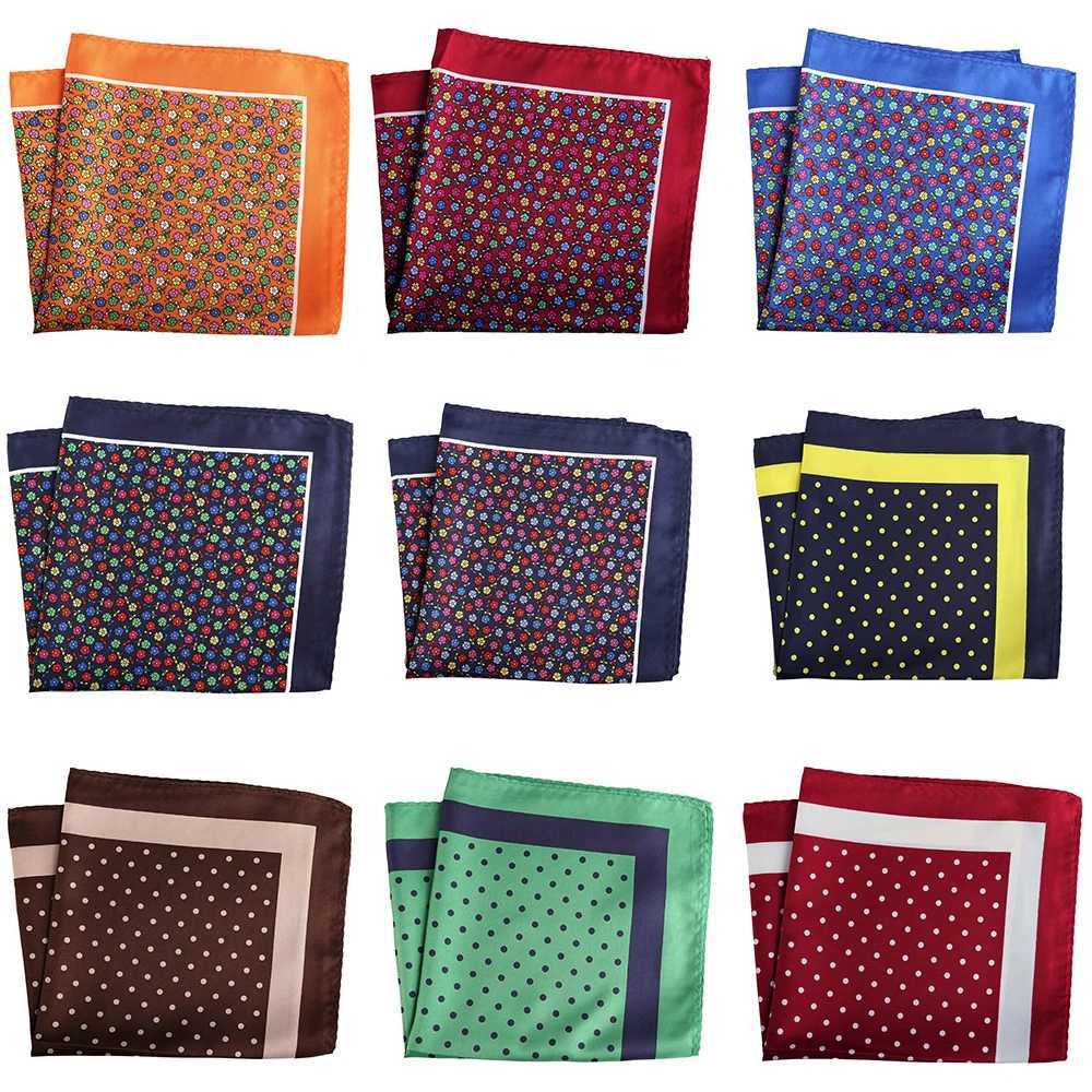 Tailor Smith Mens Handkerchief Floral Anchor Checked Polka Dot Printed Hankies Polyester Hanky Business Pocket Square 33x33 CMX240921