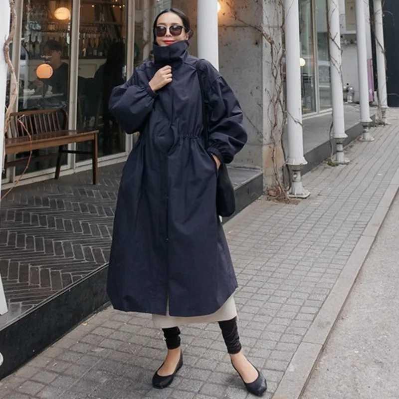 Johnature 2024 Autumn Korean Casual Loose Solid Color Long Trench Women New Turn-down Collar Zippers All Match Female CoatsX240921