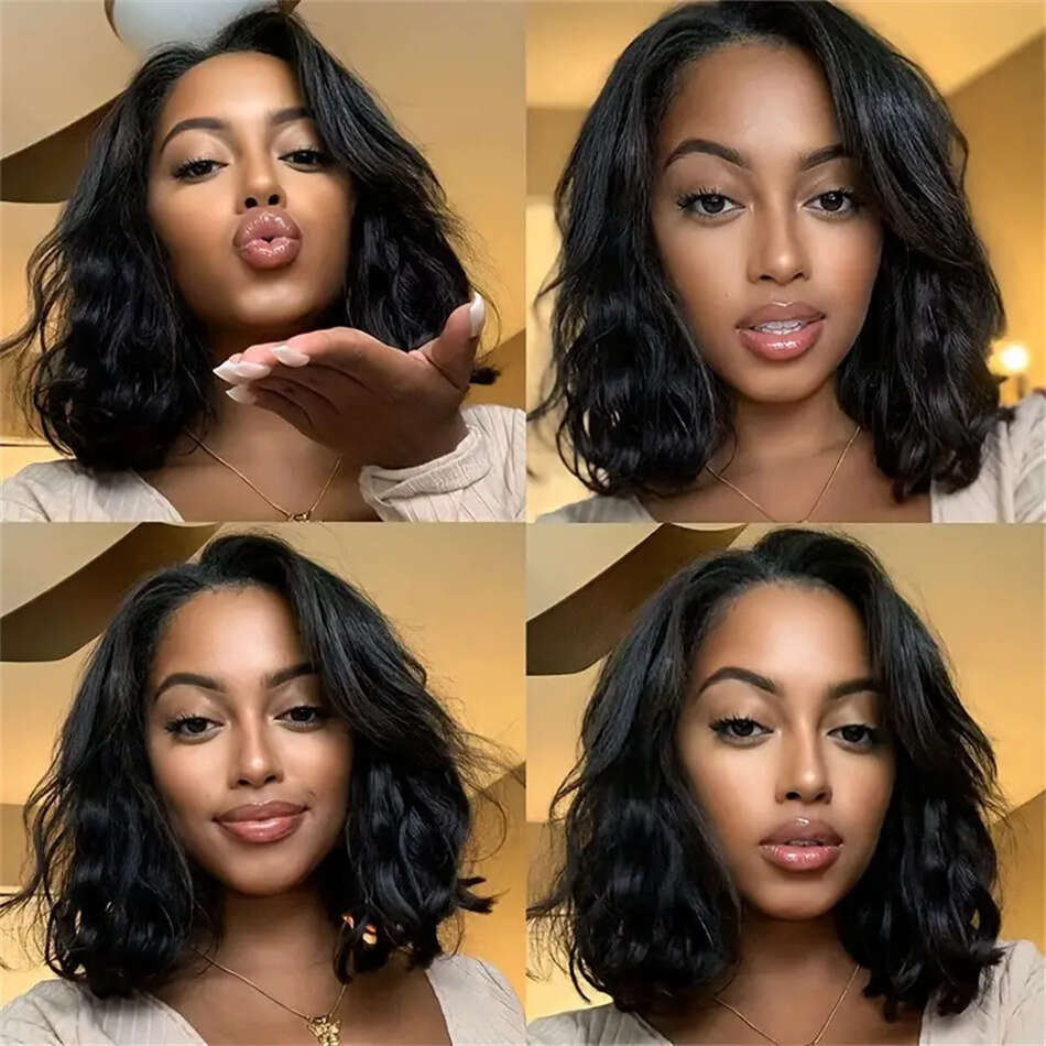Glueless Bob Body Wave 4X4 Lace Human Brazilian Wigs 100% Natural Hair Wig 180% Density 8-16 Inch