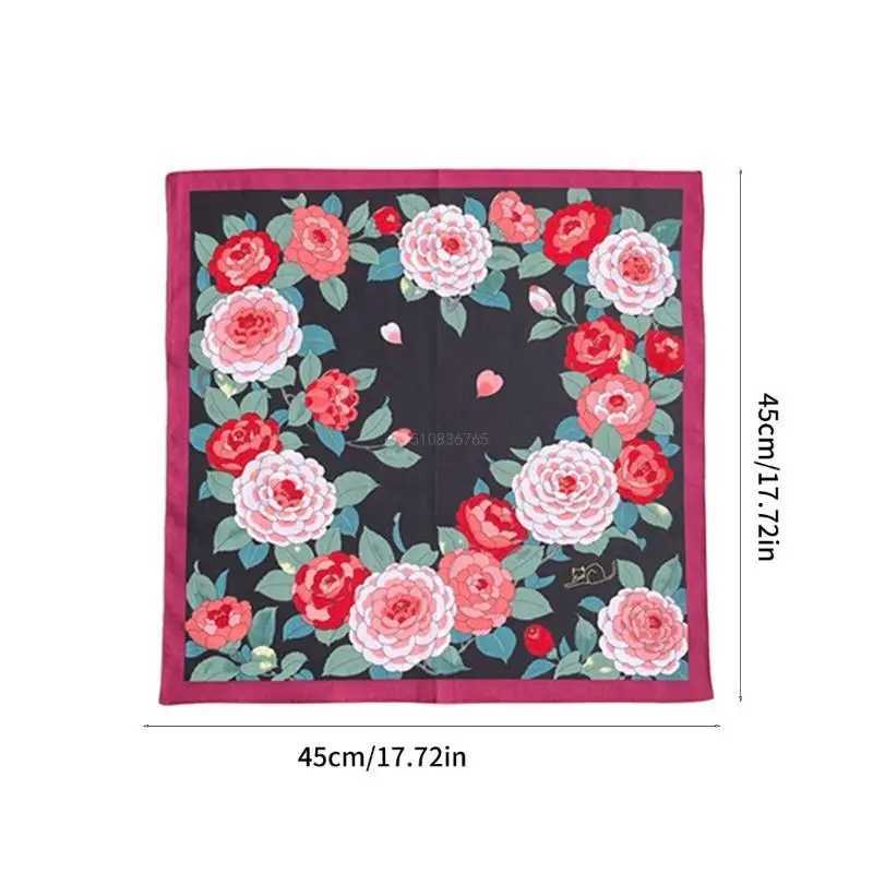 1PC Girls Women Printed Handkerchiefs Colorful Hankies Pocket Floral Pattern Square Hijab Handkerchiefs 45x45cm Random DeliveryX240921