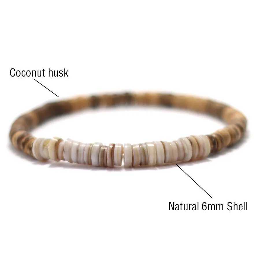 Handmade Coconut Bead Bracelet For Men Natural Meditation Jewelry Accessories Grade A Shell Braclet Beach Surfing Cycling JoiasX240921
