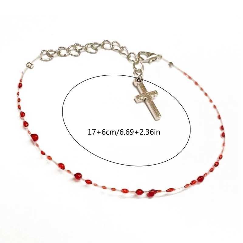 Blood Drop Bracelet Handmade Blood Bead Single/Double Layer Bracelet Adjustable Bracelet with Pendant for AdultX240921